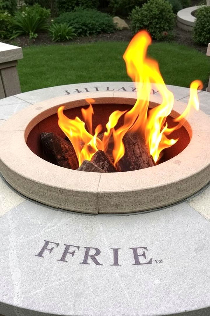 Inscribed Stone Fire Pit Ambiance - 22 Stone Fire Pit Ideas