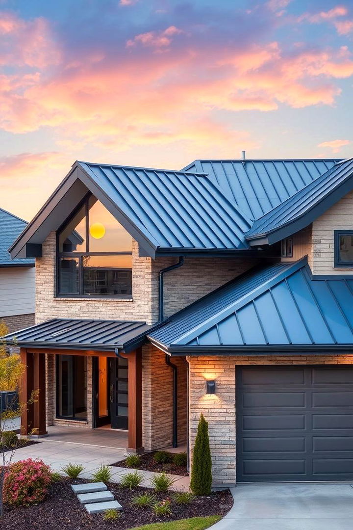 Inspiration for Trendsetting Designs - 22 houses with blue metal roofs