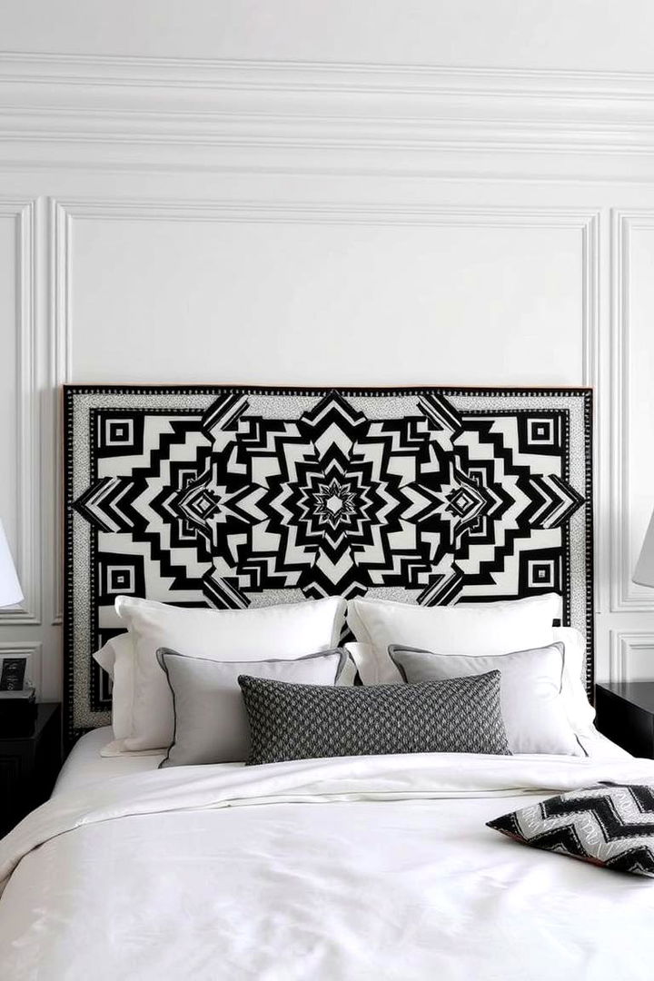 Inspired Statement Headboard - 22 Feminine Black and White Bedroom Ideas