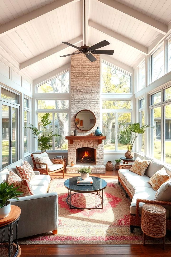 Inspiring Creative Spaces - 22 Sunroom With Fireplace
