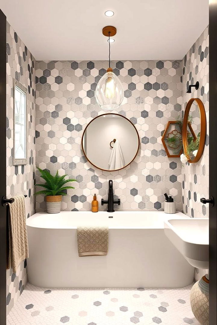 Inspiring DIY Projects - 22 Bathrooms With Hexagon Tile Floors