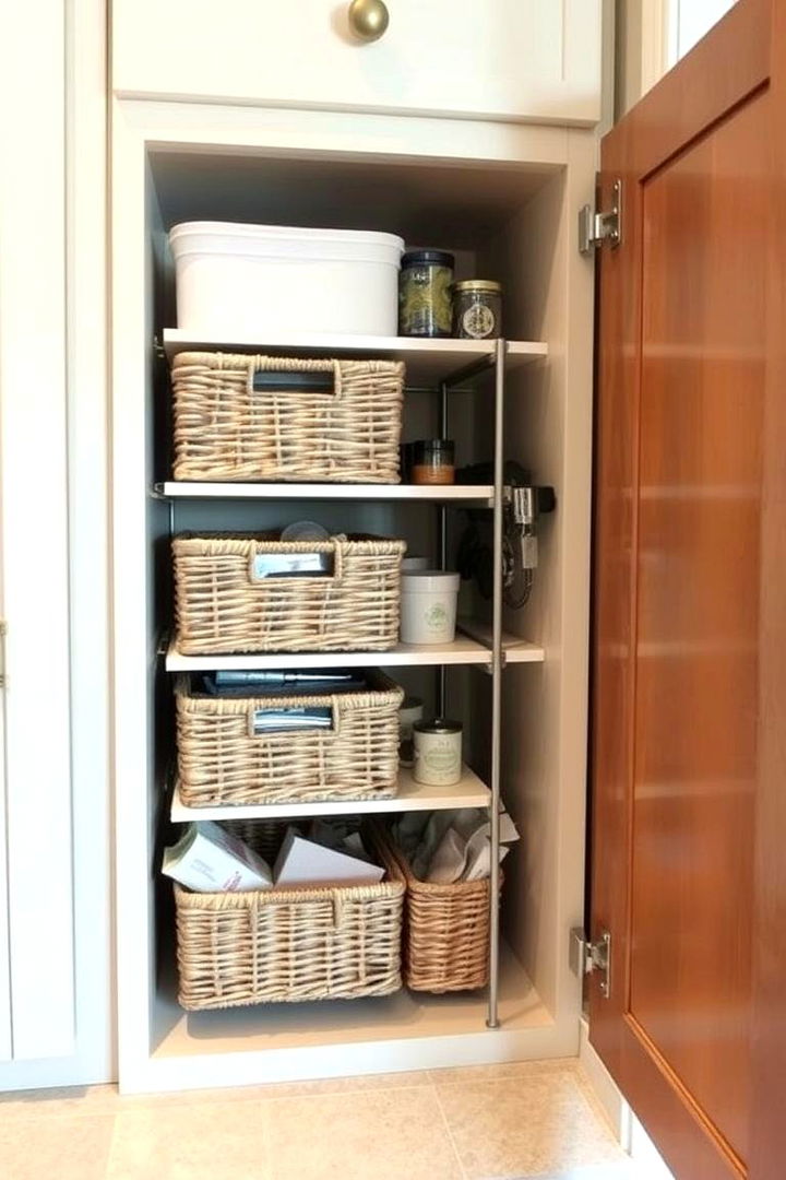 Install Basket Organizers - 22 Kitchen Cabinet Organization Ideas