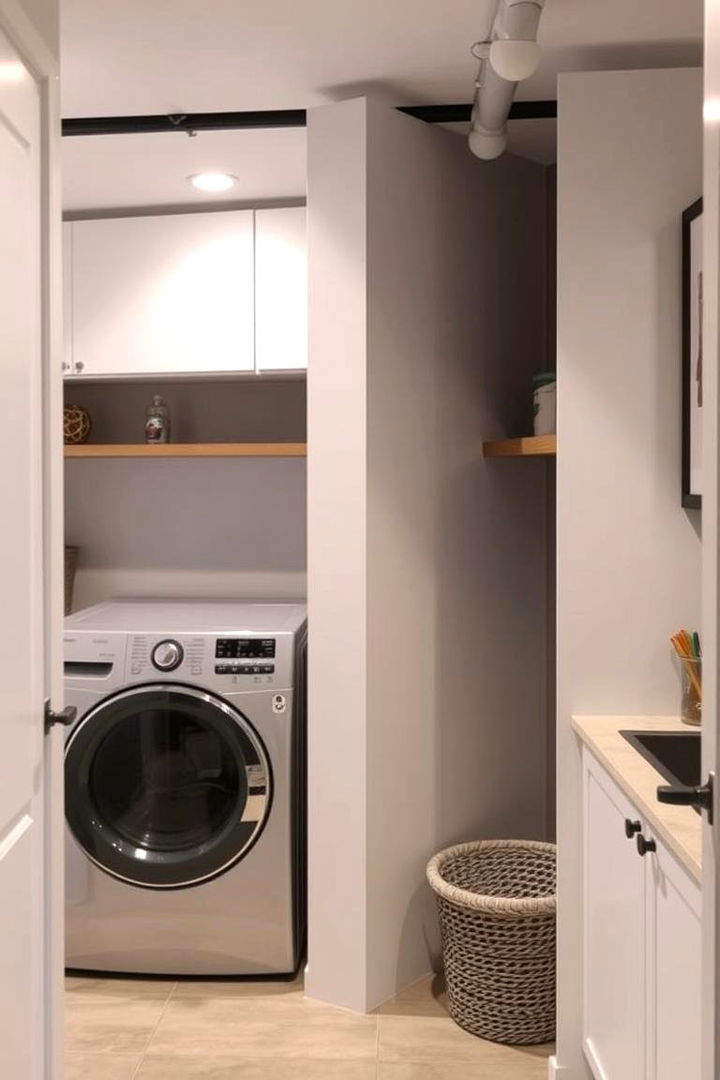 Installing Creative Divider Panels - 22 basement laundry room ideas