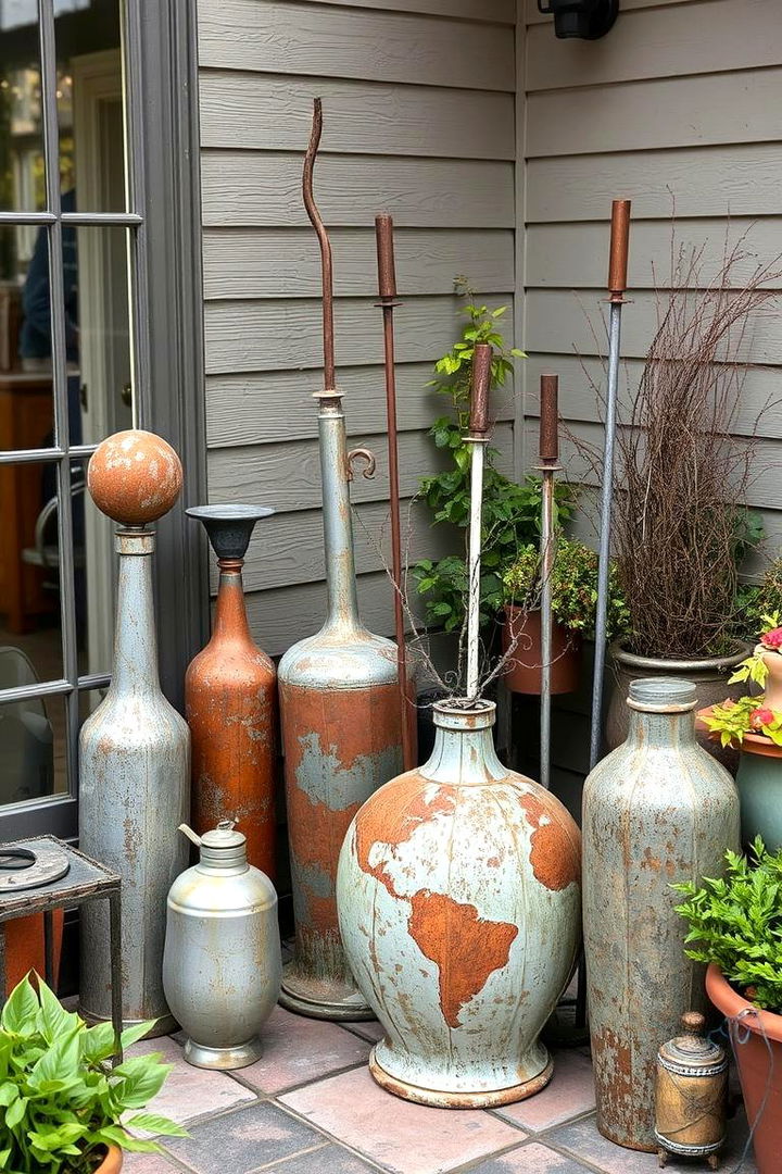 Installing Weathered Metal Art Pieces - 22 Rustic Patio Ideas