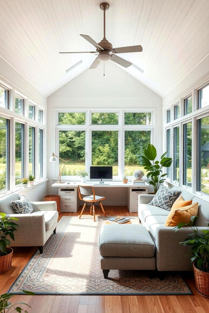 Integrate Flexibility for Work and Relaxation - 22 Sunroom Office Ideas