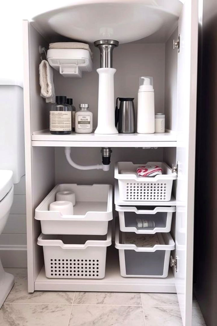Integrate Under Sink Organizers - 22 Bathroom Cabinet Organization Ideas