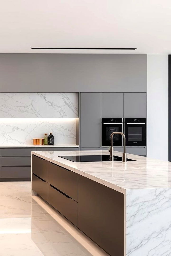Integrated Appliance Innovation - 22 Marble Kitchen Island Ideas