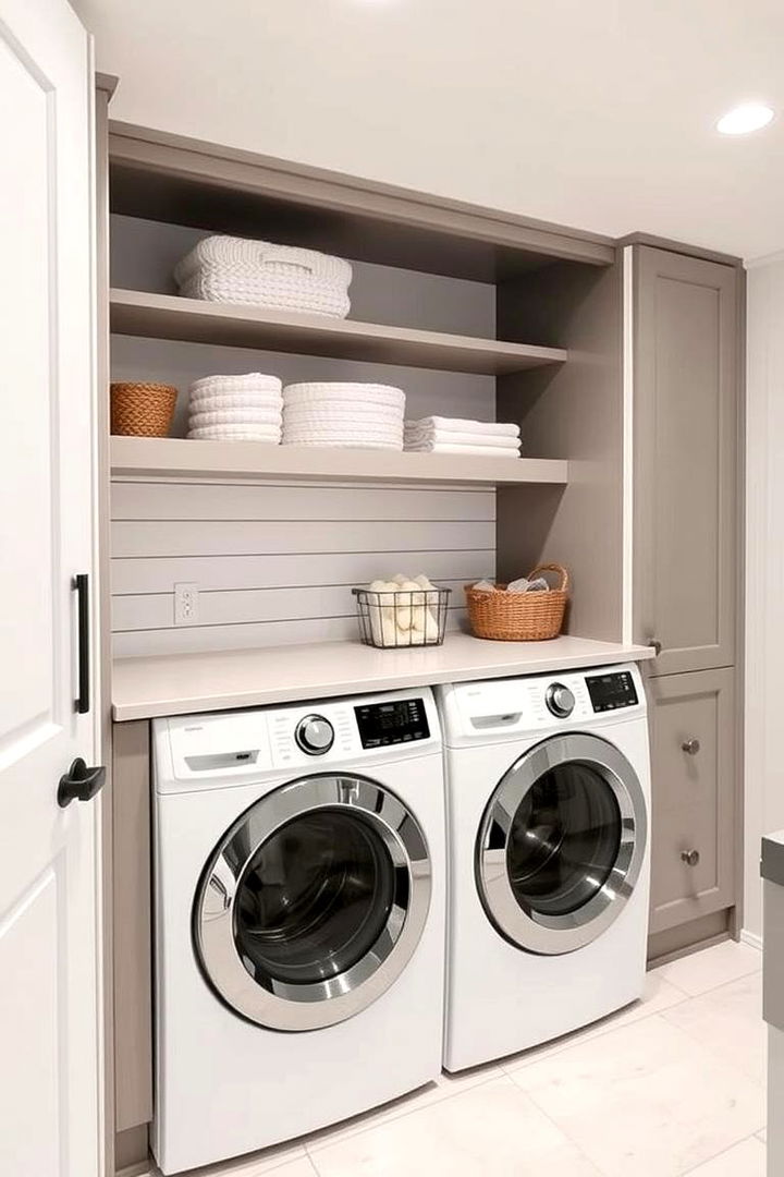 Integrated Appliance Shiplap Design - 22 Shiplap Laundry Room Ideas