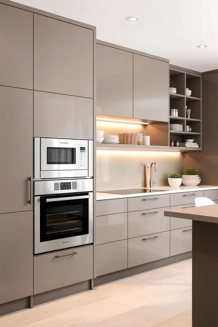 Integrated Appliances and Taupe Design - 22 Taupe Kitchen Cabinet Ideas