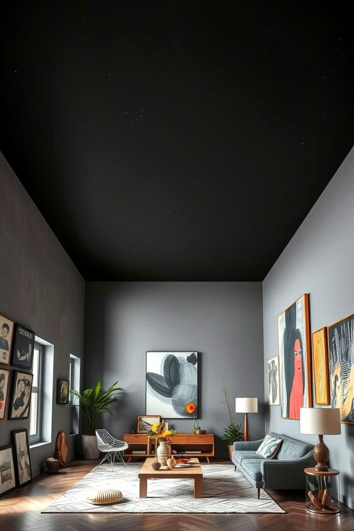 Integrated Artistic Expression - 22 Black Ceiling With Grey Walls