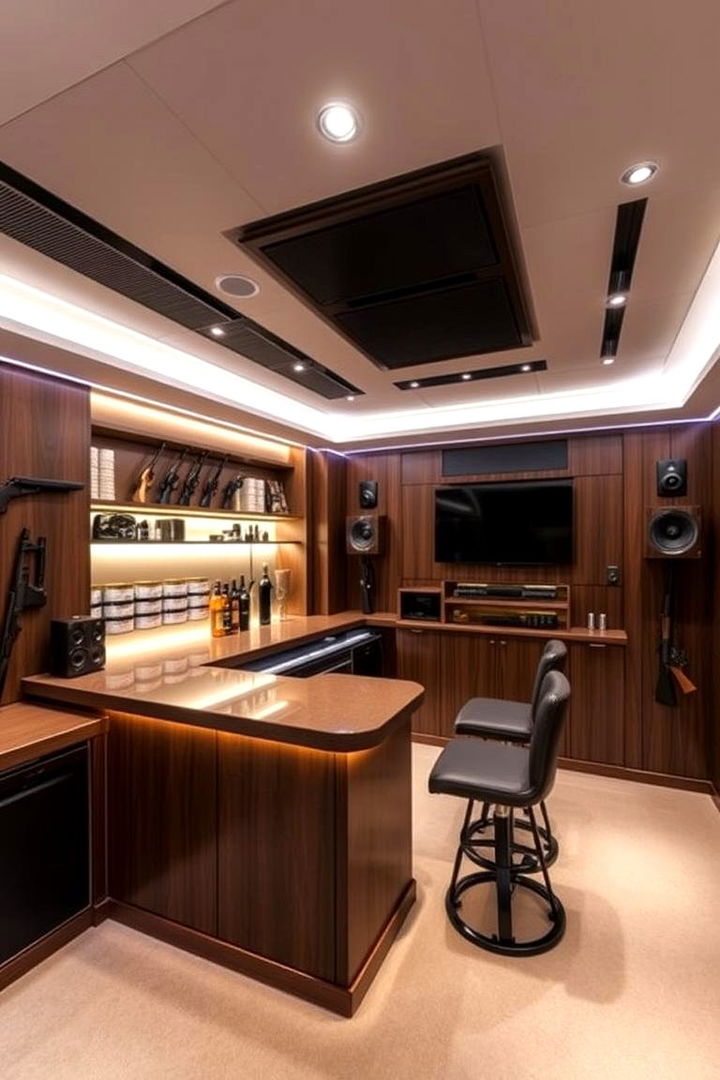 Integrated Bar and Entertainment Zone - 22 Man Cave Gun Room Ideas