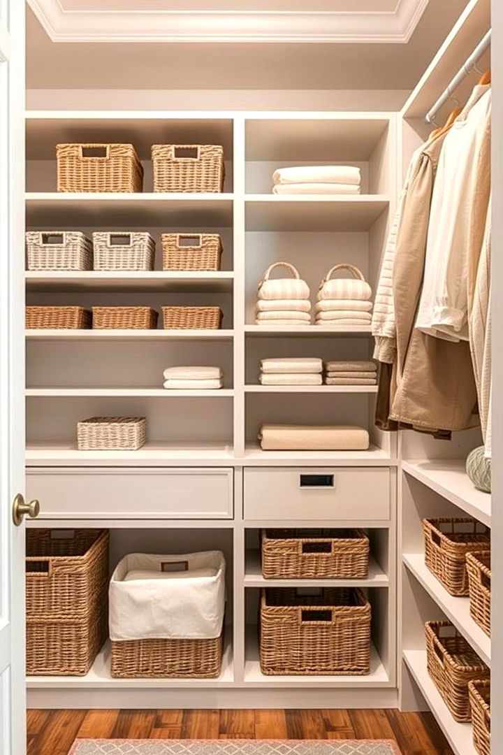 Integrated Baskets and Box Shelves for Organized Storage - 22 Closet Shelving Ideas