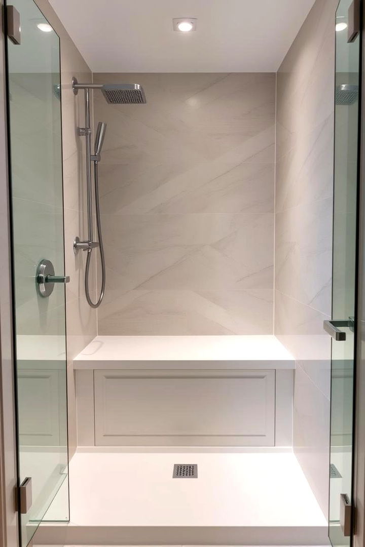 Integrated Bench Seating Designs - 22 Small Bathroom Walk-in Shower Ideas