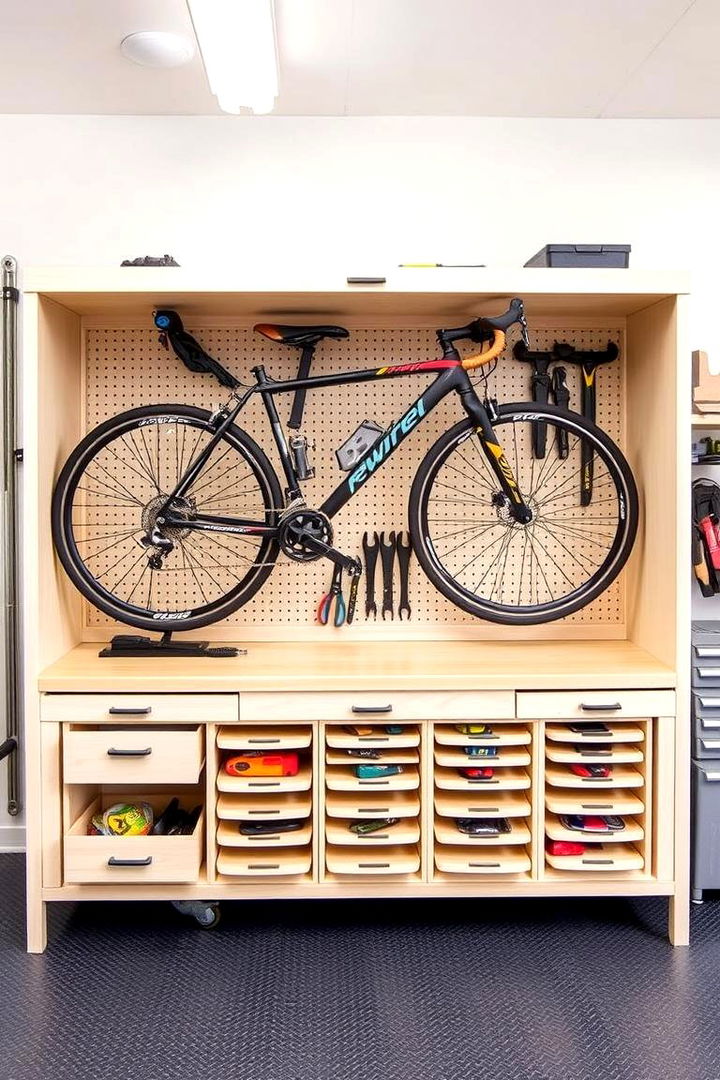 Integrated Bike and Tool Organizer - 22 Garage Bike Storage Ideas