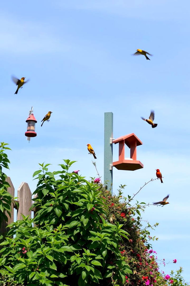 Integrated Bird Feeder Installations - 22 Simple Fence Line Landscaping Ideas