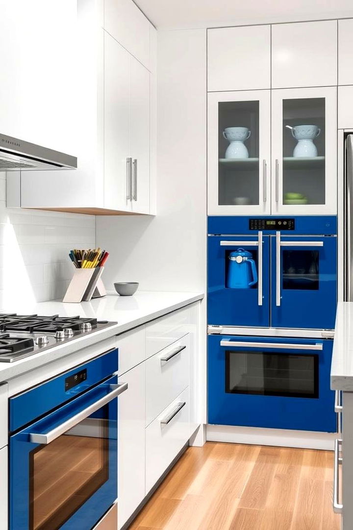 Integrated Blue Appliances - 22 Blue and White Kitchen Ideas