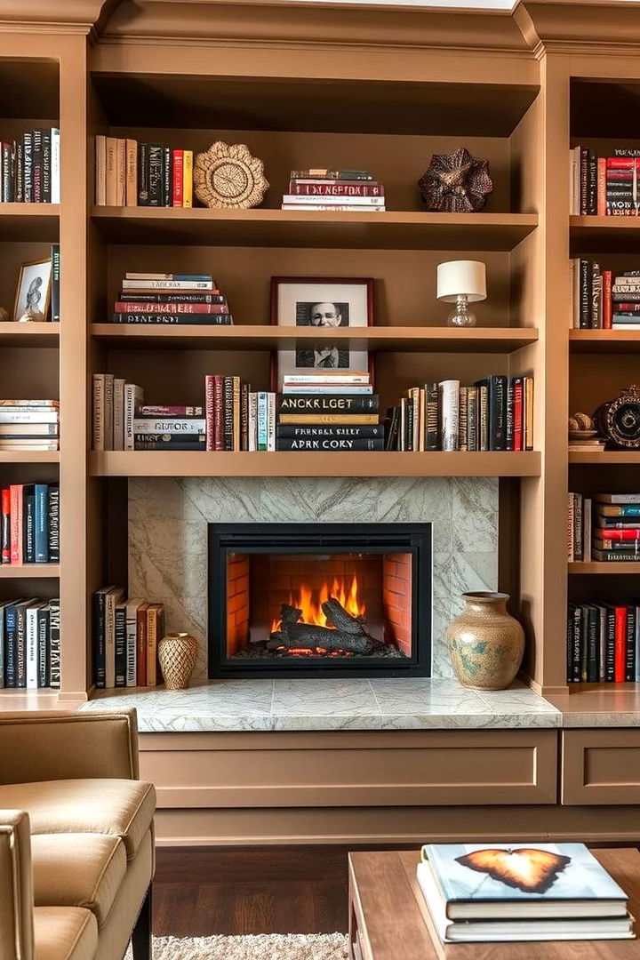 Integrated Bookcase Fireplace - 22 Modern Fireplace Ideas