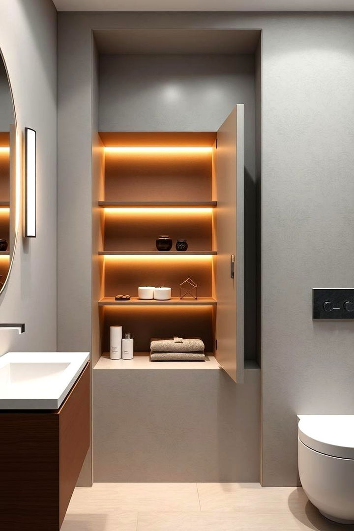 Integrated Built in Niche Cabinets - 22 Bathroom Cabinet Ideas