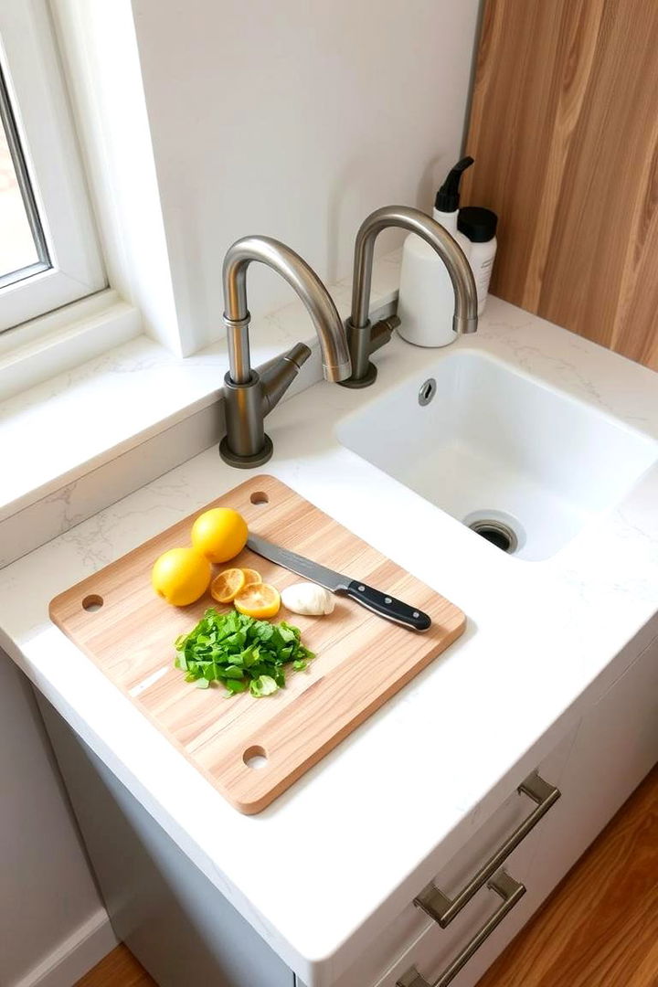 Integrated Cutting Boards and Prep Areas - 22 Corner Kitchen Sink Ideas