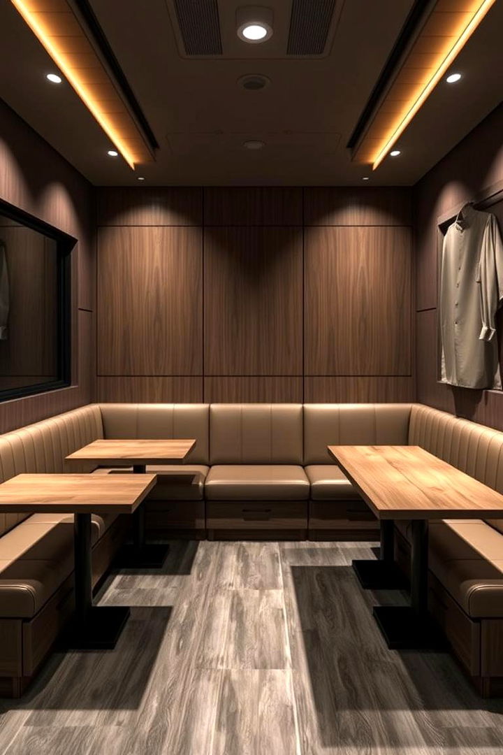Integrated Dining Banquette with Multi Zone Layout - 22 Banquette Seating Ideas