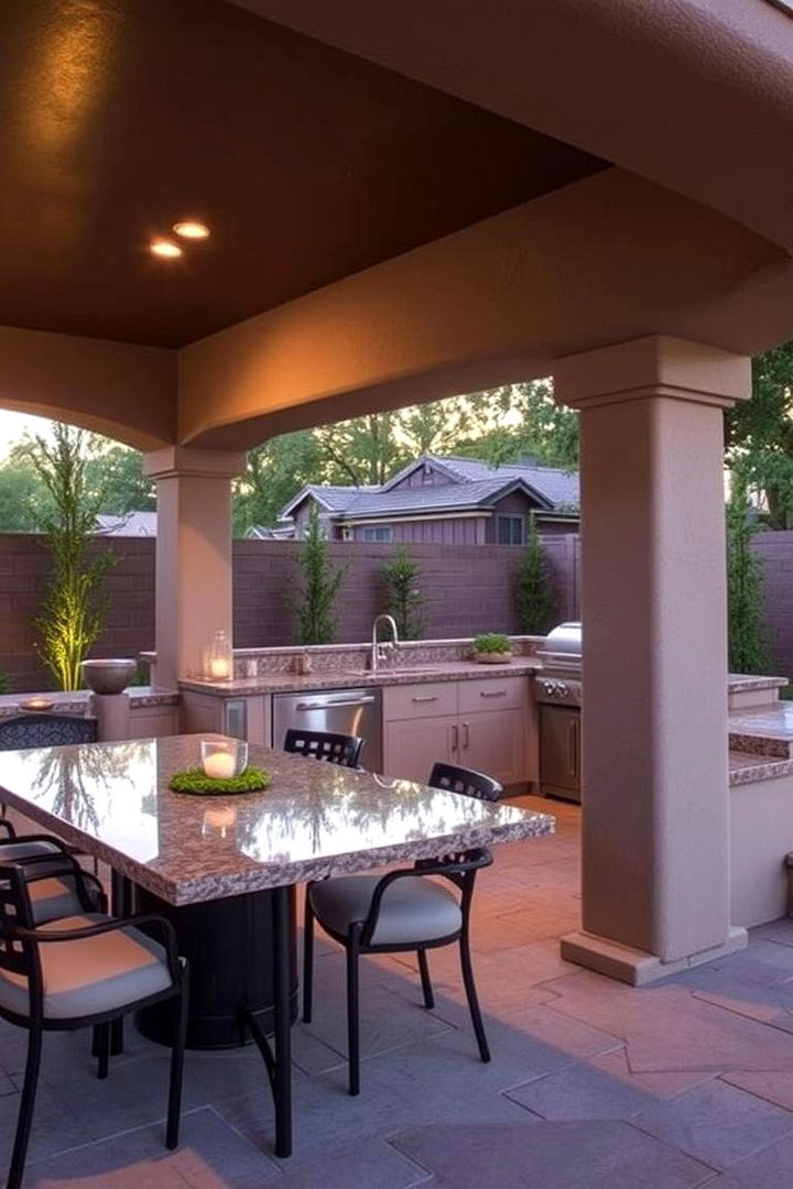 Integrated Dining Space - 22 Stucco Outdoor Kitchen Ideas