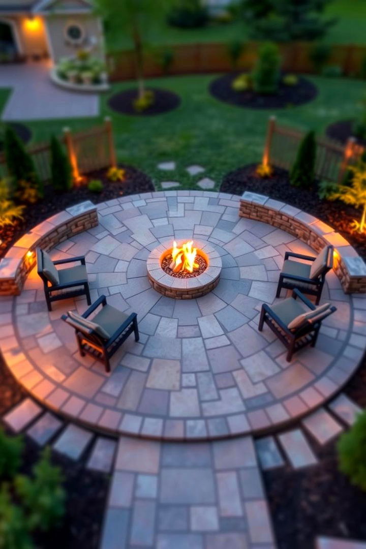 Integrated Fire Pit Feature - 22 Semi Circle Patio Ideas and Inspiration
