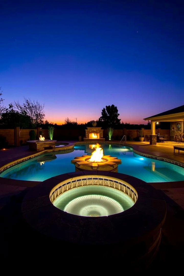 Integrated Fire Pit Space - 22 Above Ground Pool Landscaping Ideas