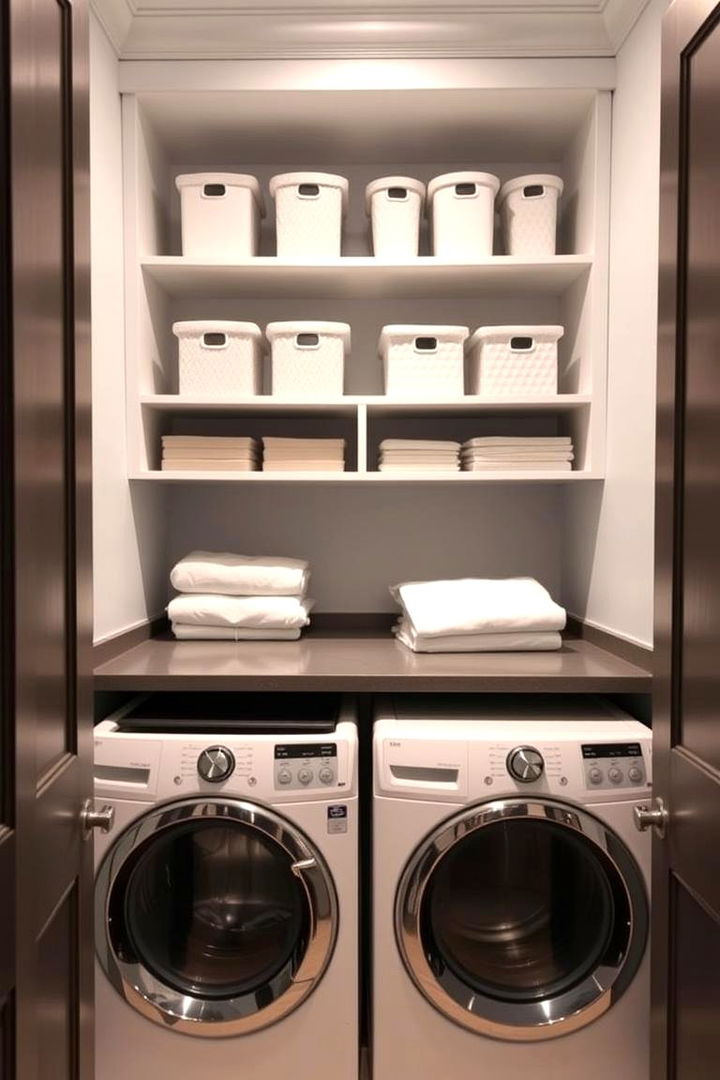Integrated Folding Station Shelves - 22 Laundry Room Shelving Ideas