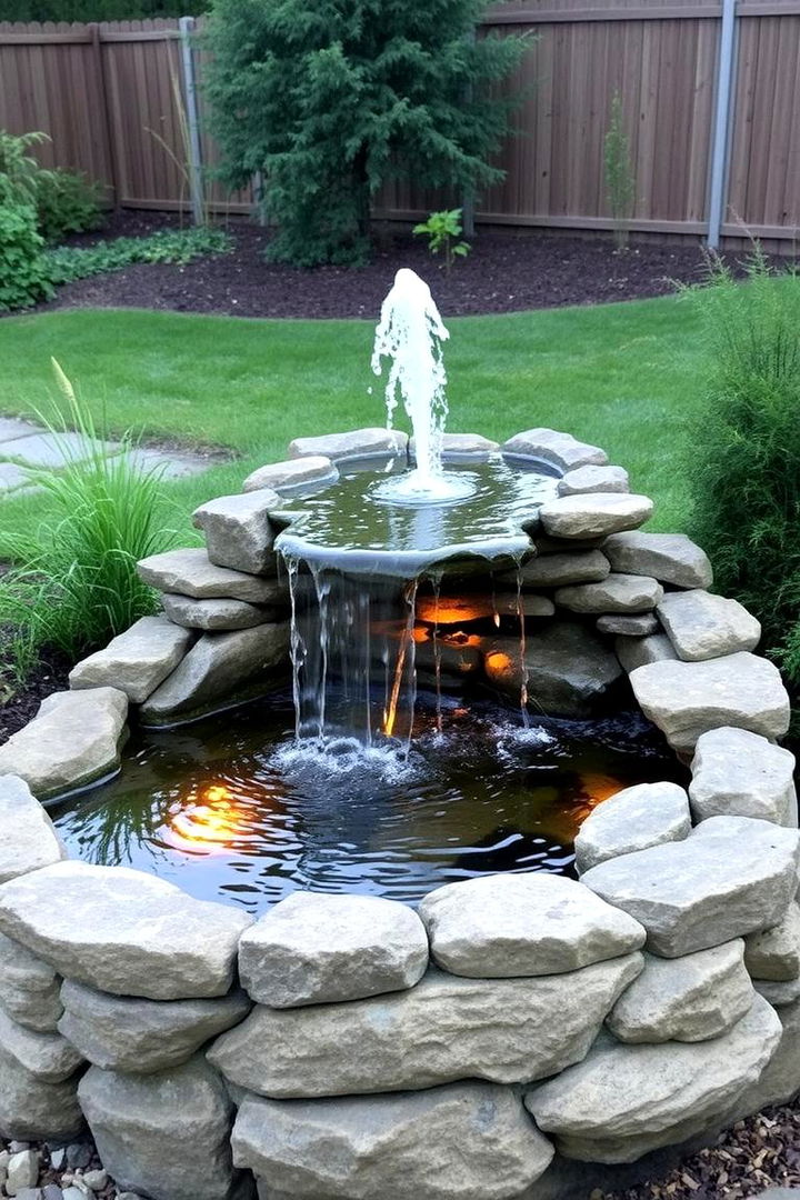 Integrated Fountain and Waterfall Pond - 22 Raised Garden Pond Ideas