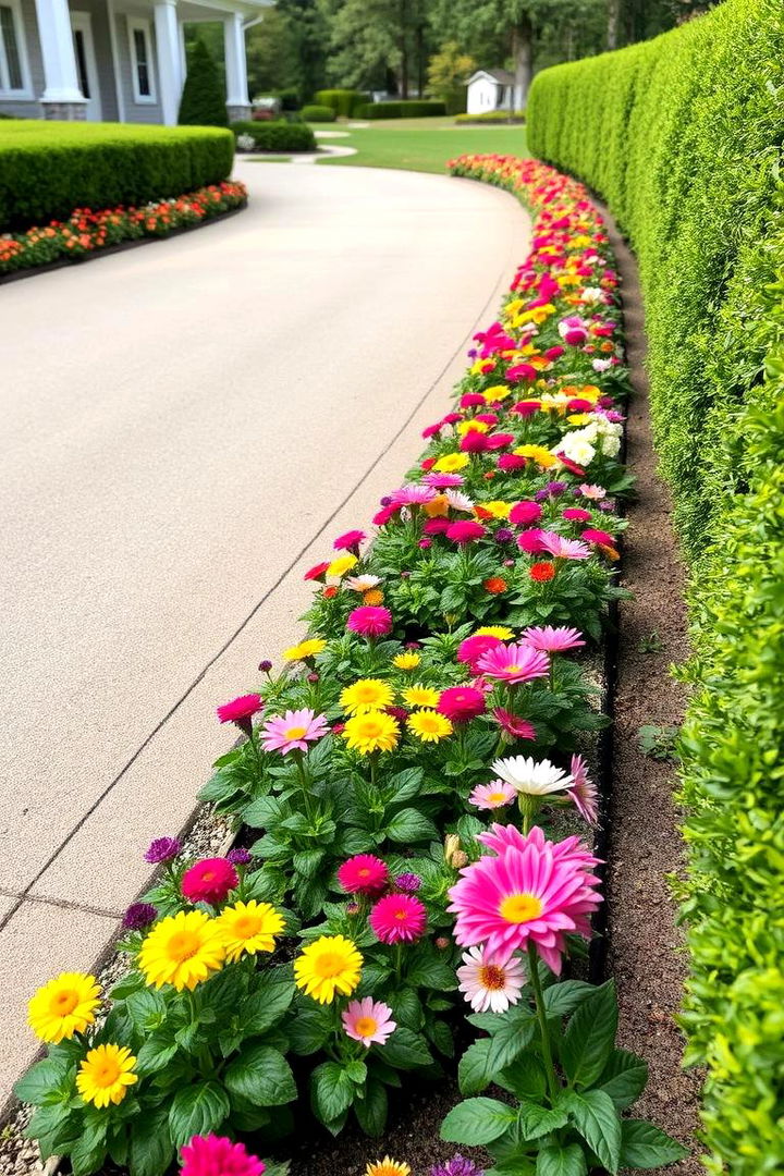 Integrated Garden Borders for Soft Transitions - 22 Driveway Landscape Ideas