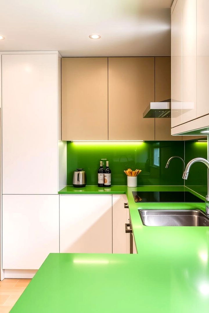 Integrated Green Countertop and Backsplash Combo - 22 Kitchen With Green Countertops Ideas