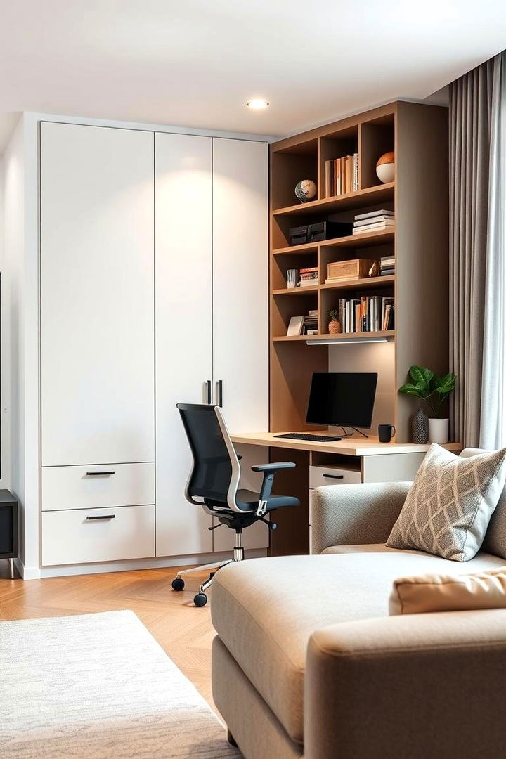 Integrated Home Office Corner Solutions - 22 Budget Apartment Living Room Ideas
