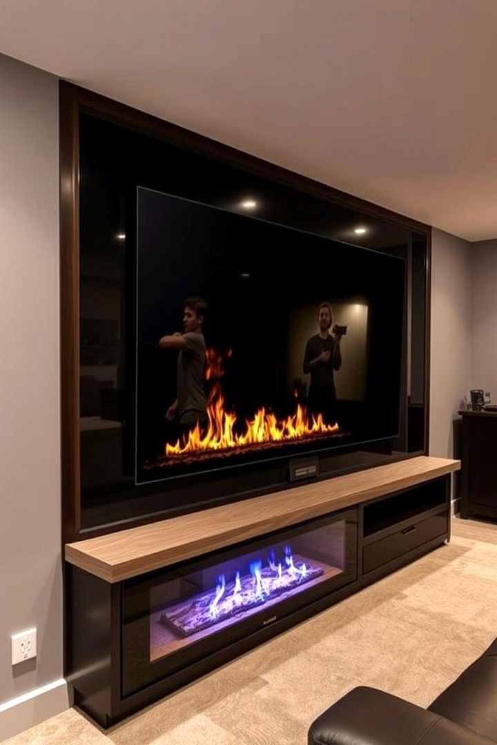 Integrated Home Theater Bliss - 22 Basement Fireplace Ideas
