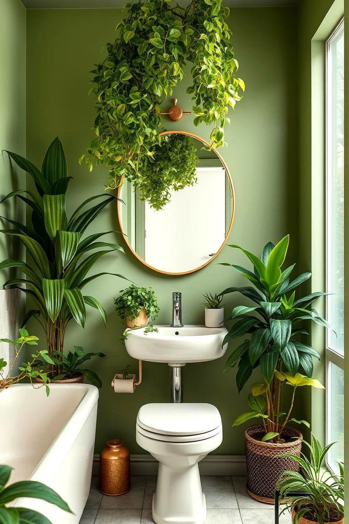 Integrated Indoor Plants - 22 Sage Green and Cream Bathroom Ideas