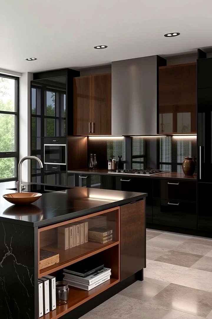 Integrated Kitchen Islands - 22 Black and Brown Kitchen Ideas