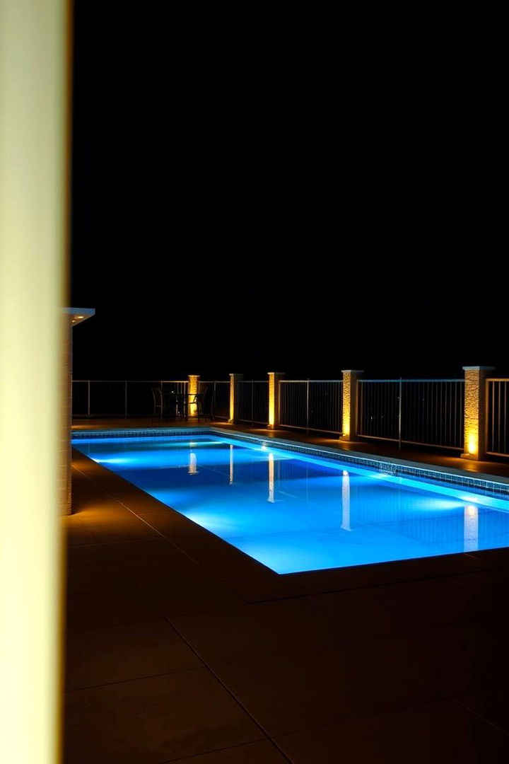 Integrated LED Lighting Effects - 22 Pool Deck Railing Ideas