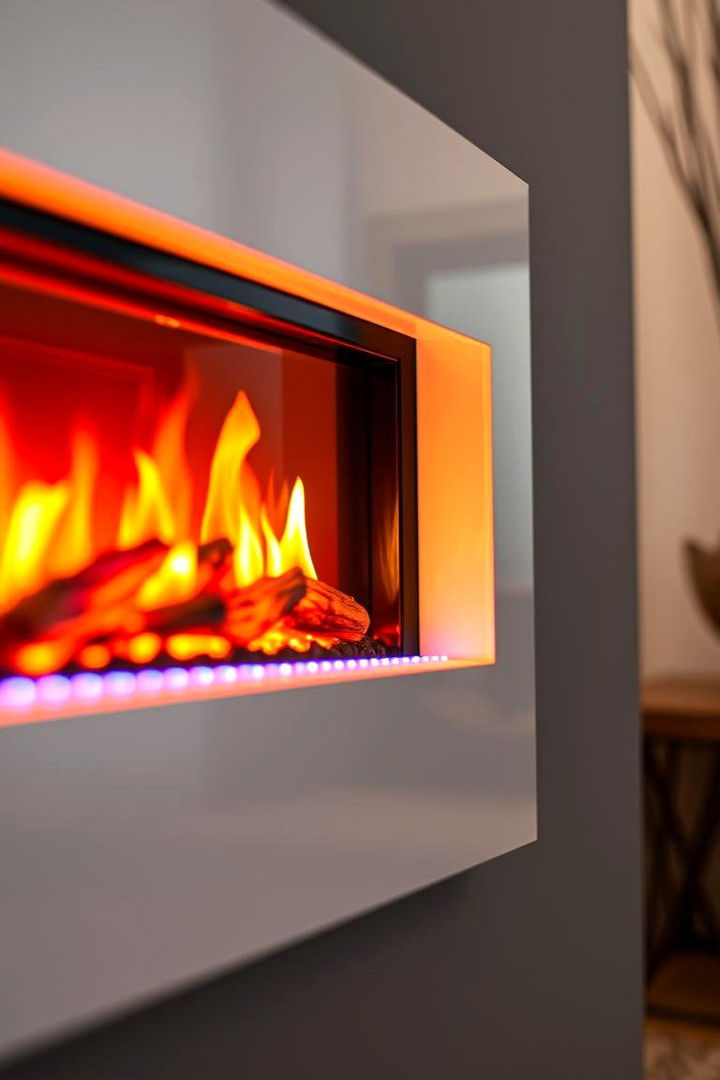 Integrated LED Lighting Feature - 22 Faux Fireplace Ideas