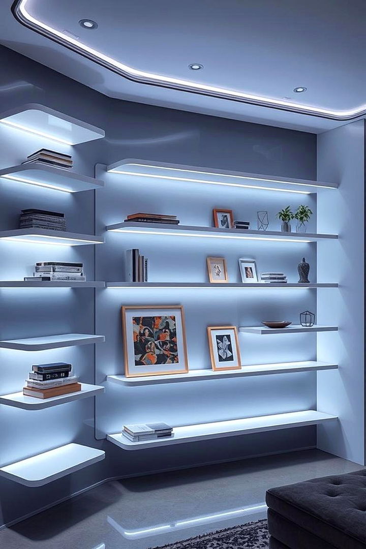 Integrated LED Lighting Shelves - 22 Floating Shelves Ideas