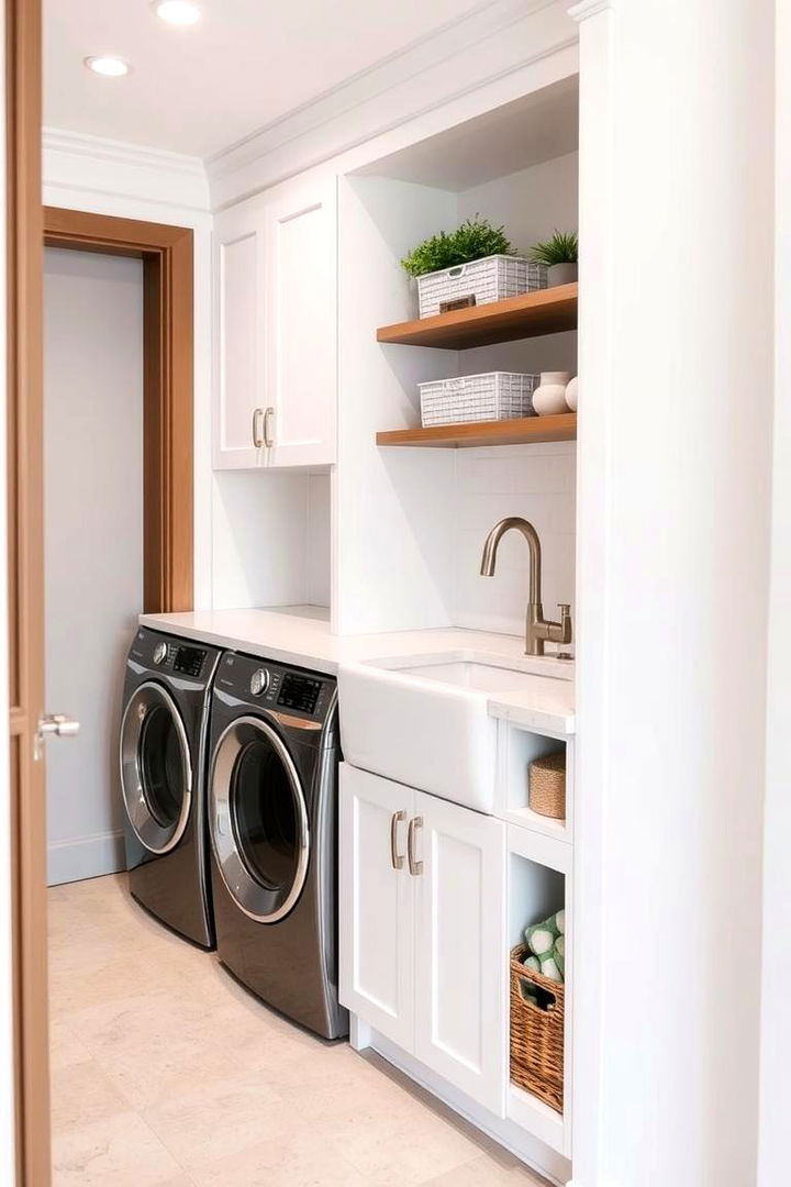 Integrated Laundry Sink Area - 22 Stackable Laundry Room Ideas