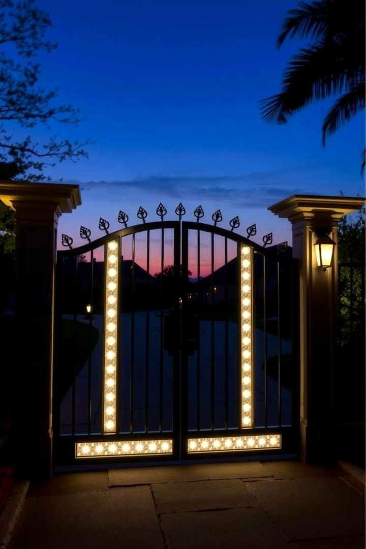 Integrated Lighting Accent Gate - 22 Fence Gate Ideas