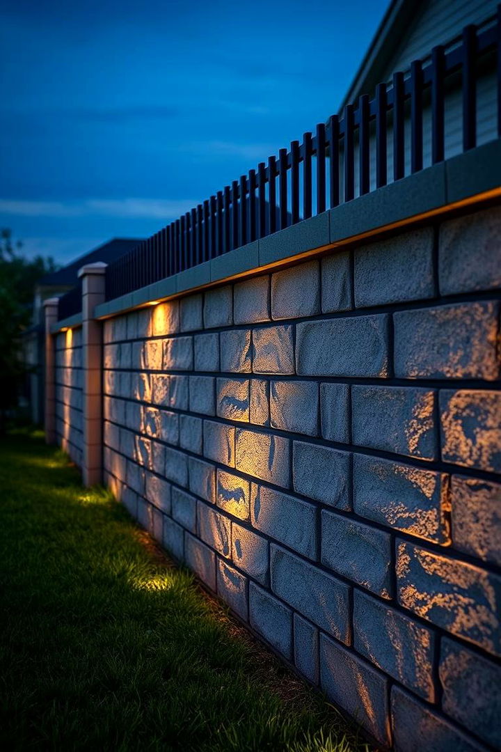 Integrated Lighting Cinder Block Fence - 22 Cinder Block Fence Ideas