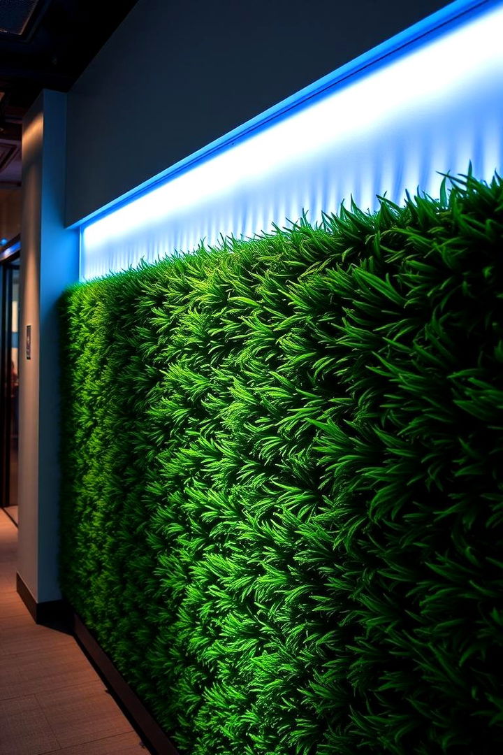 Integrated Lighting Effects - 22 Artificial Grass Wall Design Ideas