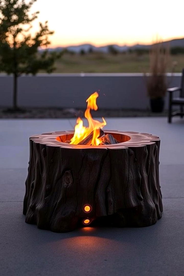 Integrated Lighting Feature - 22 Tree Stump Fire Pit Ideas