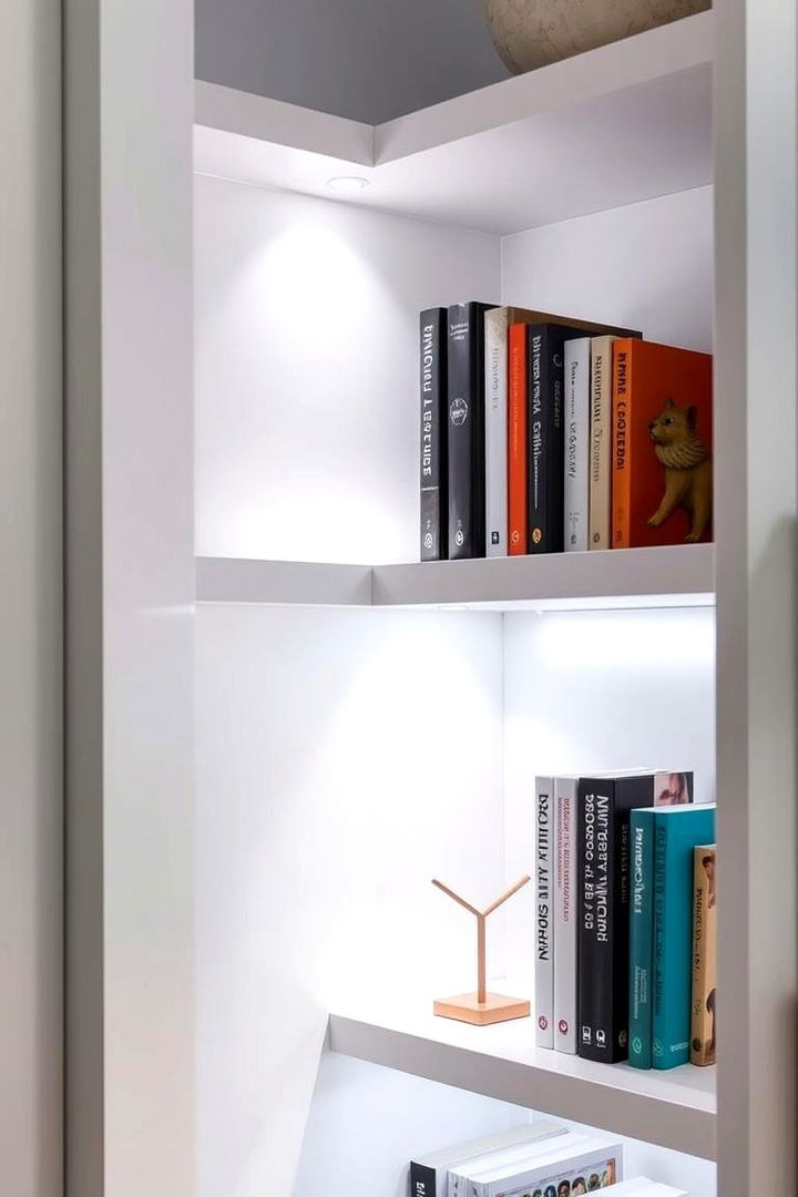 Integrated Lighting Feature - 22 Corner Bookshelf Ideas