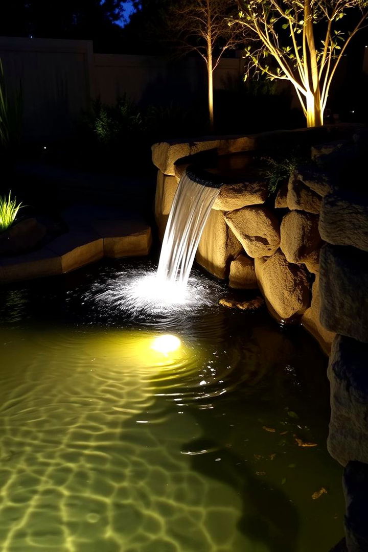 Integrated Lighting Features - 22 Small Pond Ideas With Waterfalls