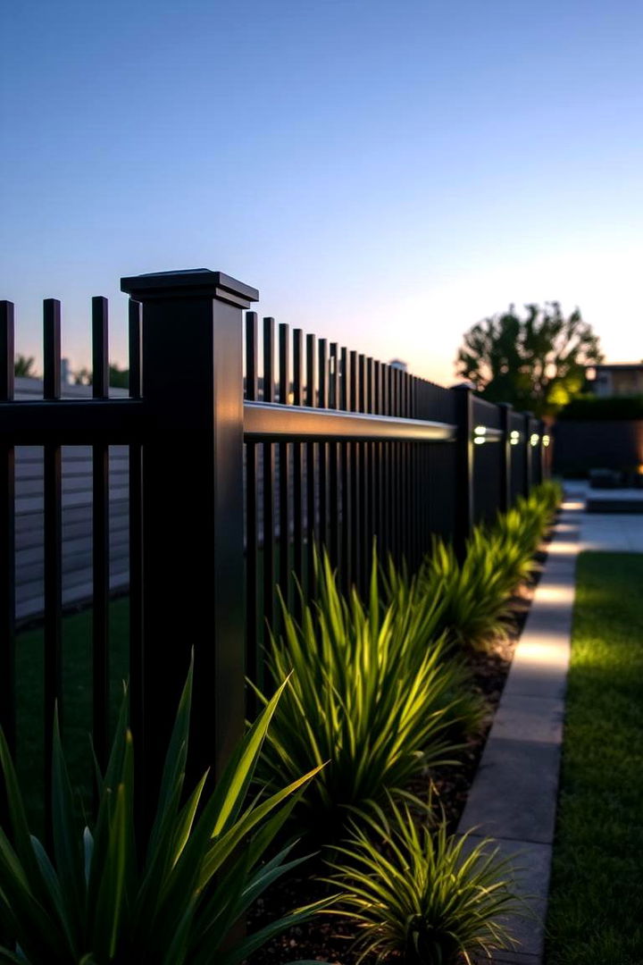 Integrated Lighting Fence - 22 Black Fence Ideas