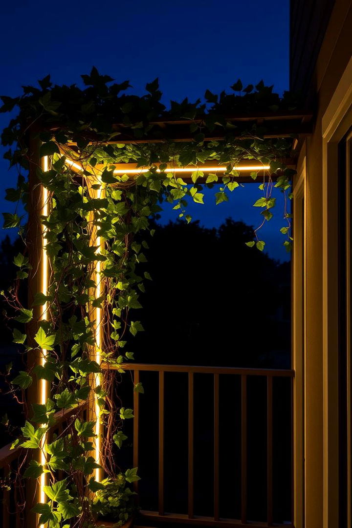 Integrated Lighting Trellis - 22 Balcony Trellis Ideas