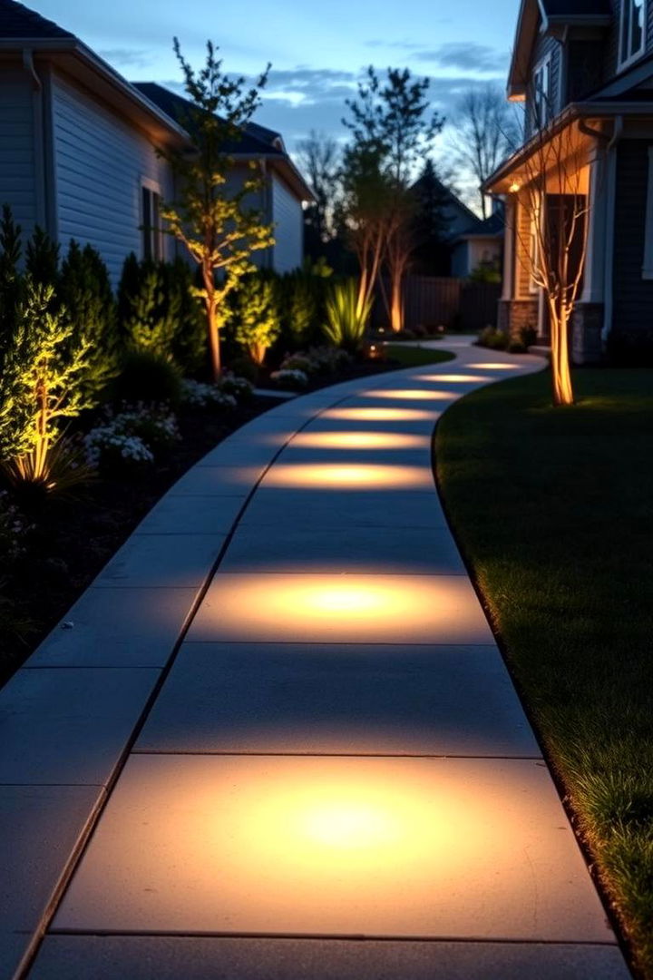 Integrated Lighting along Pavers - 22 Concrete Paver Walkway Ideas