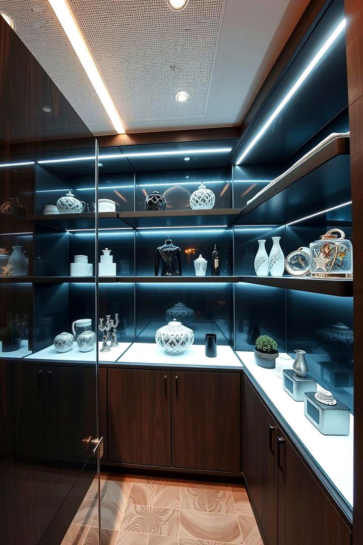 Integrated Lighting and Display Shelves - 22 cabinet storage ideas