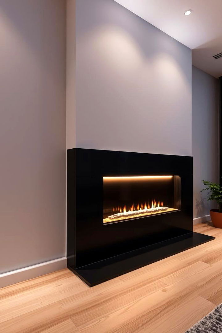 Integrated Lighting with Black Fireplaces - 22 Black Fireplace Ideas